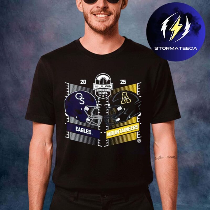 Georgia Southern Eagles x Appalachian State Mountaineers 2025 NFL JLAB Birmingham Bowl Matchup Helmet T Shirt