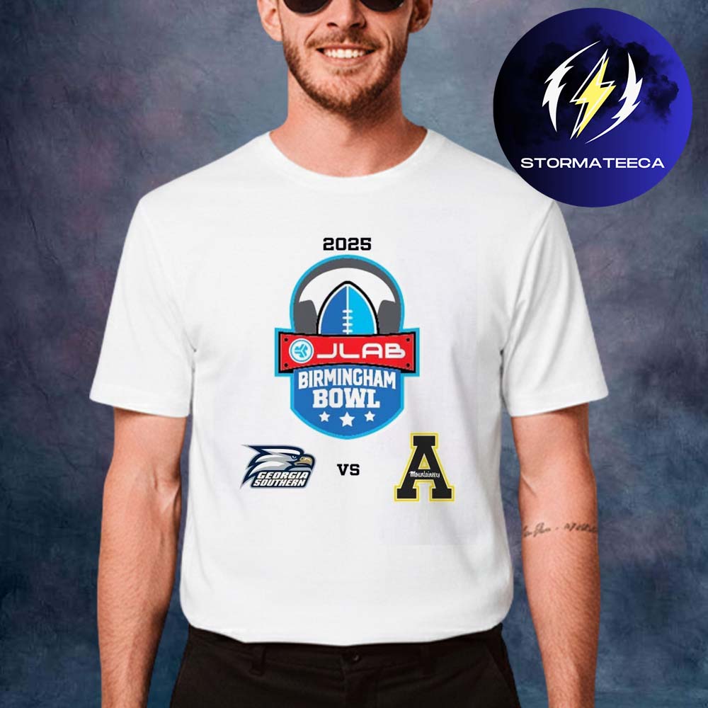 Georgia Southern Eagles x Appalachian State Mountaineers 2025 NFL JLAB Birmingham Bowl Matchup T-Shirt Georgia Southern Eagles x Appalachian State Mountaineers 2025 NFL JLAB Birmingham Bowl Matchup T-Shirt