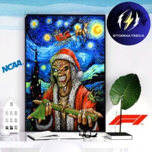Iron Maiden Merch Holidays Eddie Starry Night Home Decor Poster Canvas