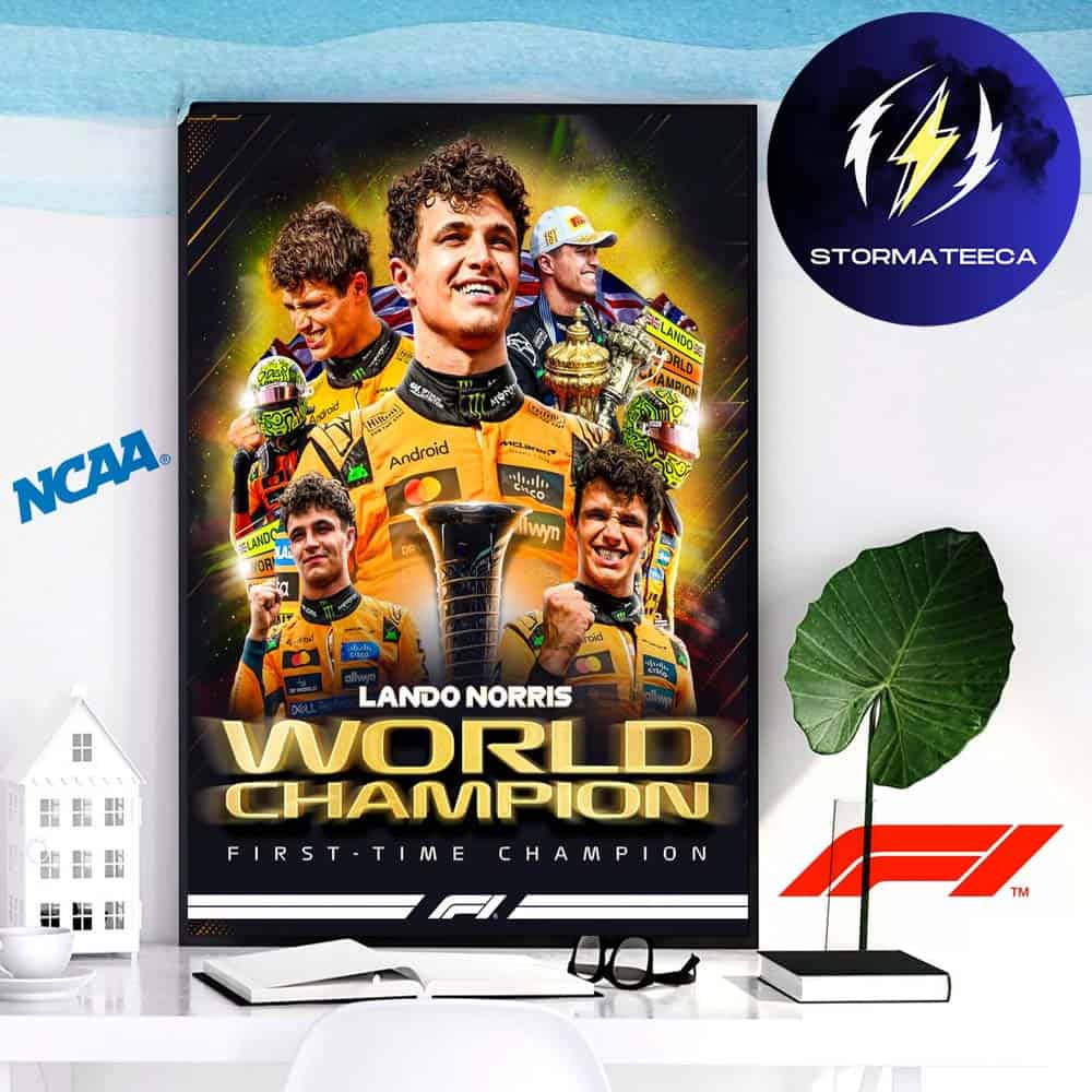 Lando Norris World Champion 2025 F1 First Time Champion Home Decor Poster Canvas