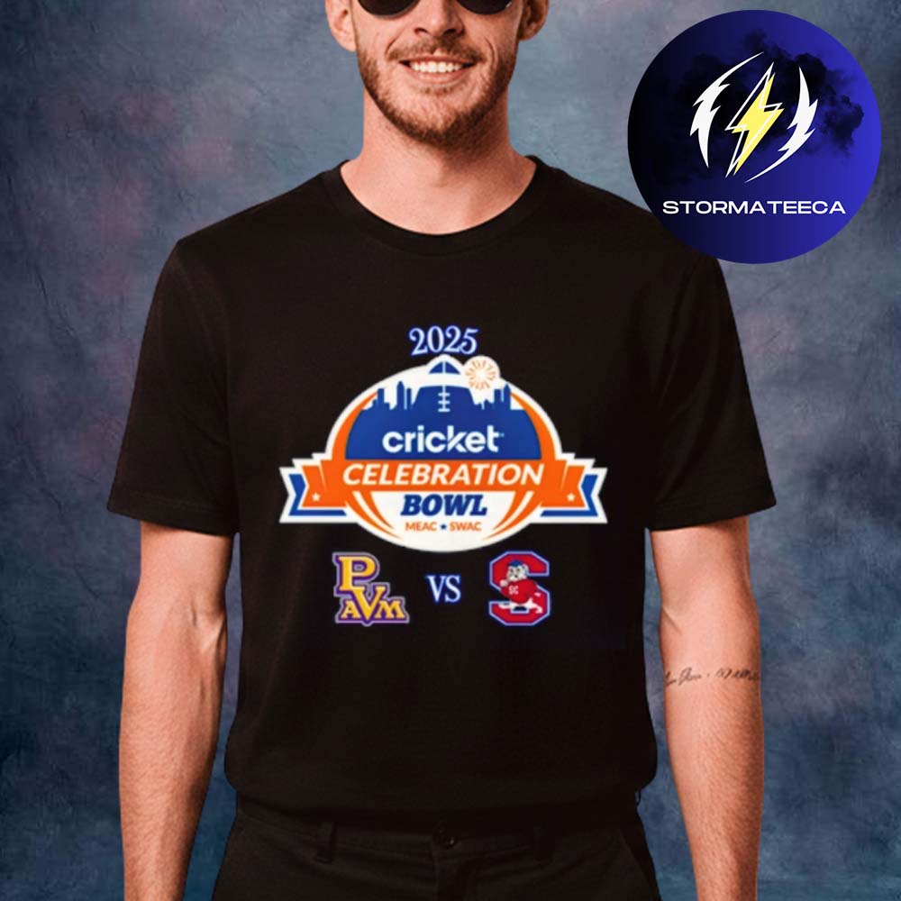South Carolina State x Prairie View A&M NFL Cricket Celebration Bowl 2025 Matchup Unisex T-Shirt South Carolina State x Prairie View A&M NFL Cricket Celebration Bowl 2025 Matchup Unisex T-Shirt