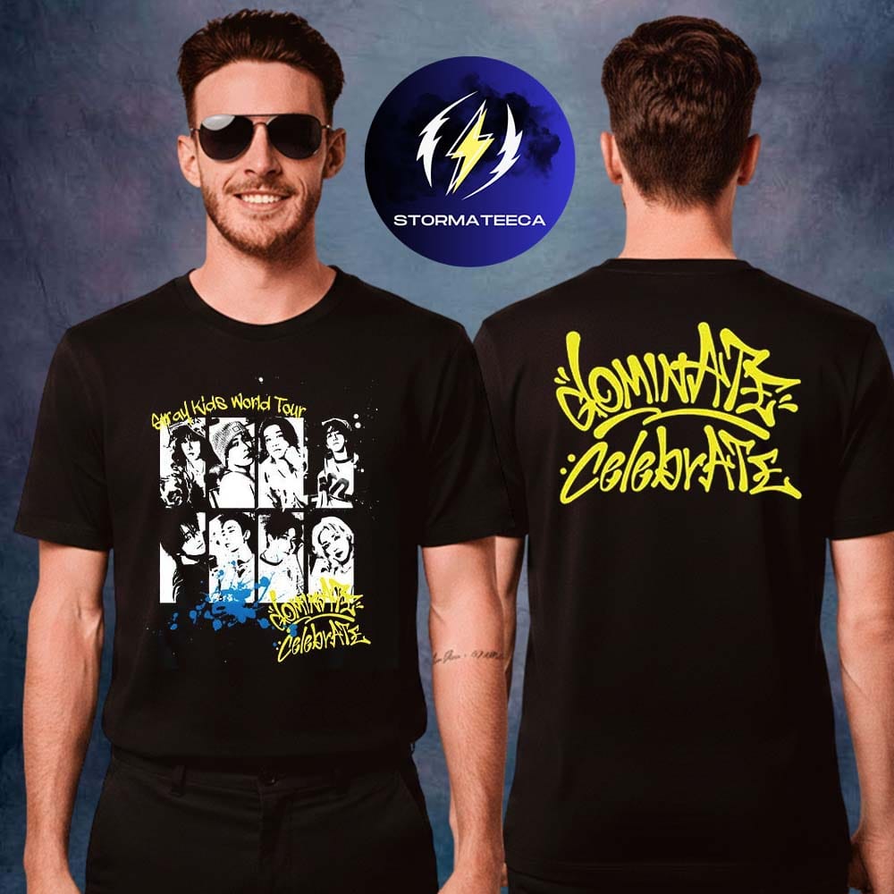 Stray Kid Merch World Tour Dominate Celebrate Concept Two Sided Unisex T-Shirt Stray Kid Merch World Tour Dominate Celebrate Concept Two Sided Unisex T-Shirt