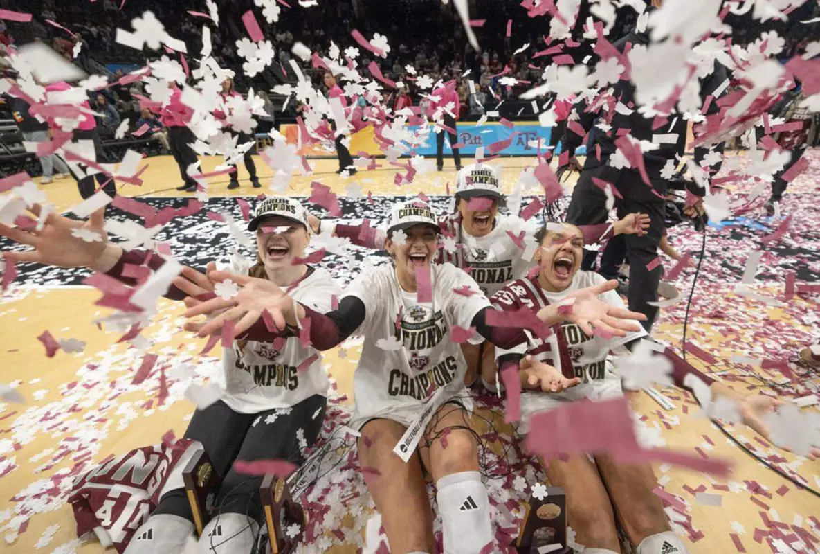 Texas A&M volleyball fans celebrating championship pride