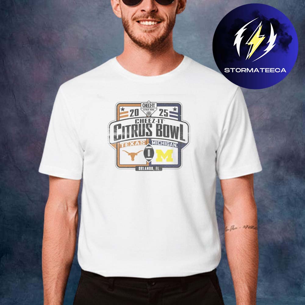 Texas Longhorns x Michigan Wolverines 2025 Citrus Bowl Game Dueling NFL Unisex T-Shirt Texas Longhorns x Michigan Wolverines 2025 Citrus Bowl Game Dueling NFL Unisex T-Shirt