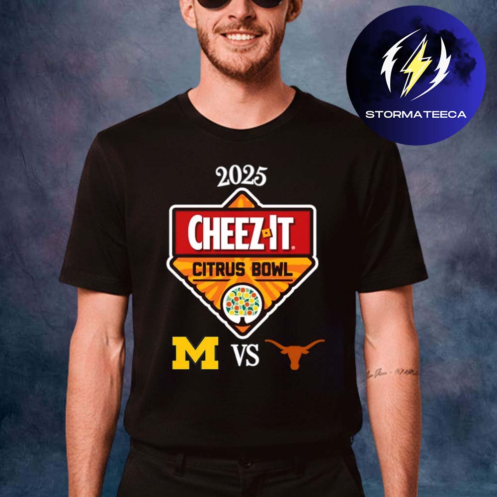 Texas Longhorns x Michigan Wolverines NFL 2025 Cheez It Citrus Bowl 2 Logo Unisex T-Shirt Texas Longhorns x Michigan Wolverines NFL 2025 Cheez It Citrus Bowl 2 Logo Unisex T-Shirt