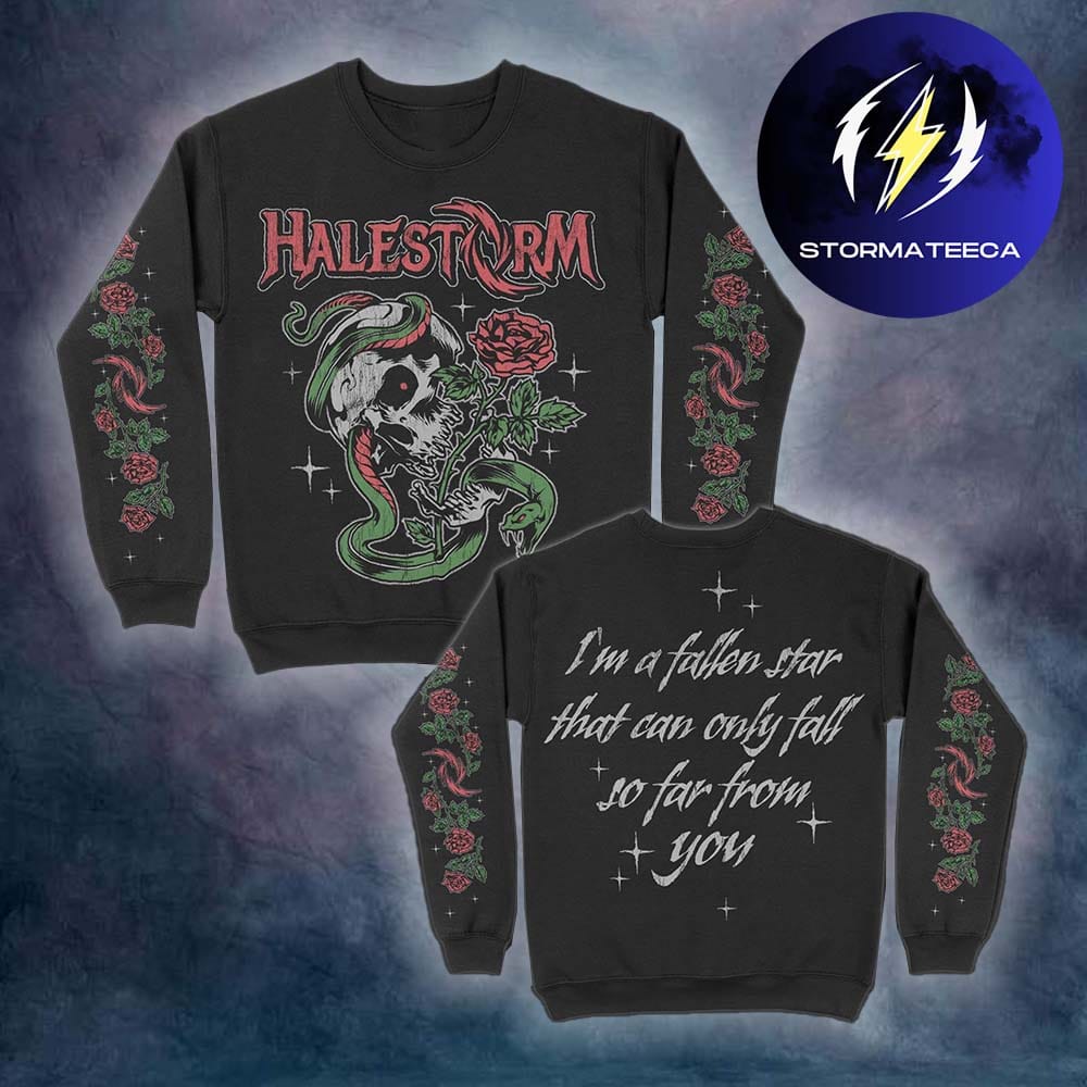 Halestorm Merch Fallen Star Crewneck Sweatshirt Halestorm Merch Fallen Star Crewneck Sweatshirt