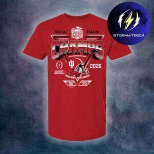 Indiana Hoosiers Merch Chick-fil-A Peach Bowl 2026 Champs Score Red Unisex T-Shirt