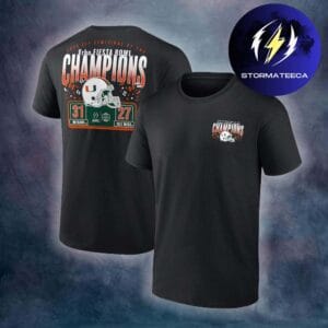 Miami Hurricanes College Football Playoff 2026 Fiesta Bowl Champions Scoring Drive Two Sided Unisex T-Shirt