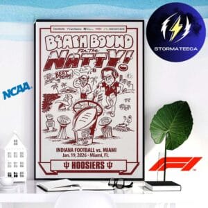 Miami Hurricanes Vs Indiana Hoosiers College Football Playoff 2026 National Championship Beach Bound For The Natty Home Decor Poster Canvas