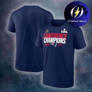 New England Patriots 2025 AFC Champions Merch Draw Navy T-Shirt