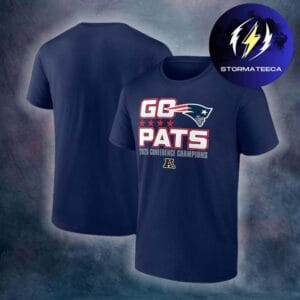 New England Patriots 2025 AFC Champions Merch Hometown Navy T-Shirt