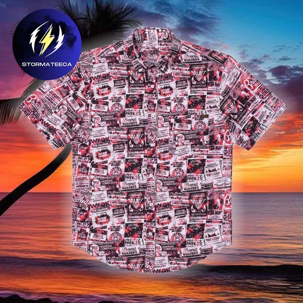 Stranger Things The Hawkins Post RSVLTS Collection Summer Hawaiian Shirt Stranger Things The Hawkins Post RSVLTS Collection Summer Hawaiian Shirt