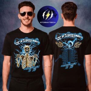 The Offspring Merch Supercharged Worldwide Tour In ’26 Spark Plug Skeleton Two Sided Unisex T-Shirt