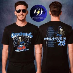 The Offspring Merch Supercharged Worldwide Tour In ’26 Swinging Skeleton Two Sided Unisex T-Shirt