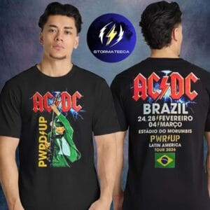 AC DC Merch Brasil PWR UP Tour Latin America 2026 Event Two Sided Unisex T-Shirt