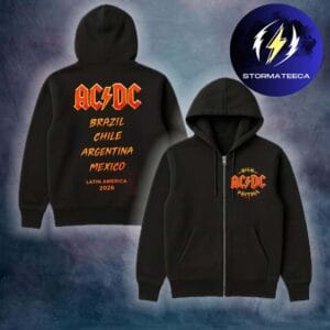 AC DC PWR Up Tour 2026 Sao Paulo Pop Up Merch At Tokio Marine Hall On February 28 March 4 2026 High Votage Zip Hoodie Shirt