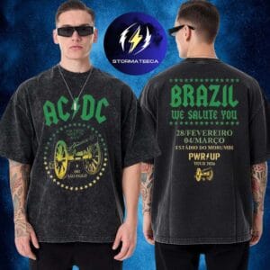 AC DC PWR Up Tour 2026 Sao Paulo Pop Up Merch At Tokio Marine Hall On February 28 March 4 2026 Two Sided Washed T-Shirt