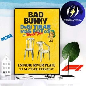 Bad Bunny Debi Tirar Mas Fotos World Tour Argentina Exclusive Poster At Estadio River Plate On February 13 14 15 2026 Home Decor Poster Canvas
