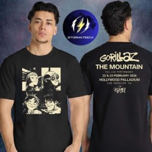 Gorillaz Merch LA Shop The Mountain Full Live Performance At Hollywood Palladium Los Angeles CA On February 22 23 2026 Two Sided Unsiex T-Shirt
