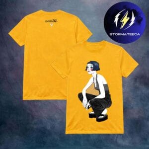 Gorillaz Merch LA Shop The Mountain Full Live Performance Noodle Charactor Yellow Two Sided Unisex T-Shirt