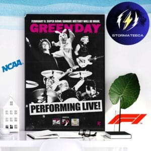 Green Day Performing Live Super Bowl Sunday February 8 2026 History Will Be Made Home Decor Poster Canvas
