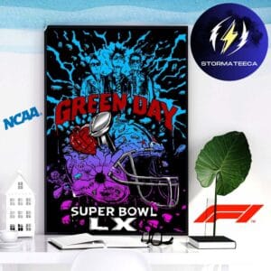 Green Day Super Bowl LX Official Helmet Home Decor Poster Canvas