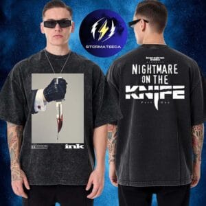 Ice Nine Kills Merch Nightmare On The Ninth Collection Nightmare On The Knife Part One Two Sided Washed T-Shirt