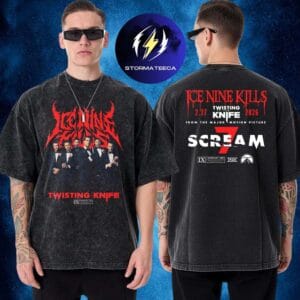 Ice Nine Kills Merch Nightmare On The Ninth Collection Opening Knife Two Sided Washed T-Shirt