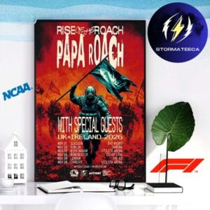 Papa Roach Rise Of The Roach Tour UK Ireland 2026 Schedule Home Decor Poster Canvas