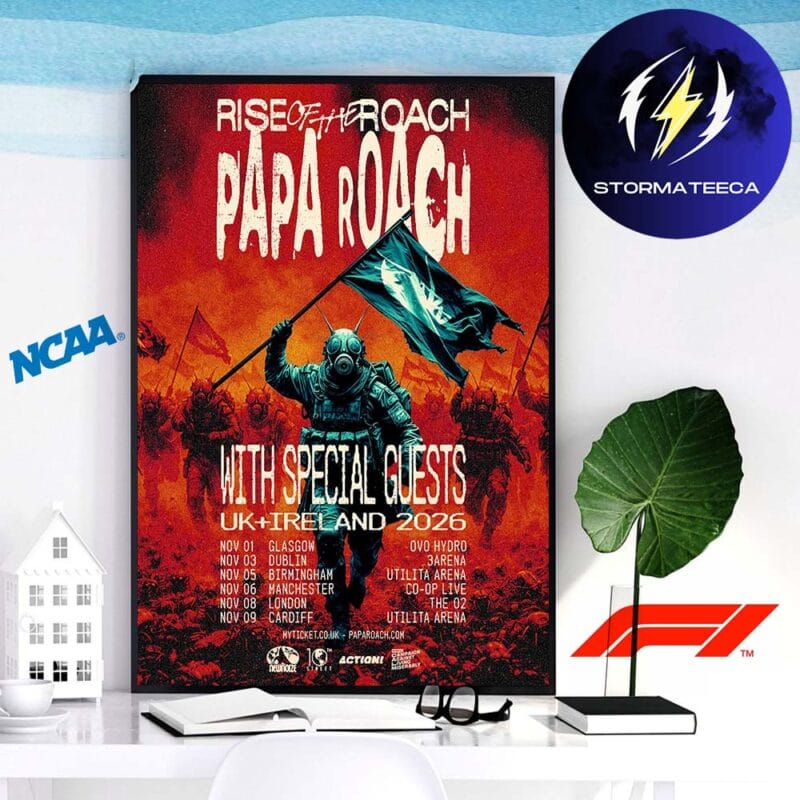 Papa Roach Rise Of The Roach Tour UK Ireland 2026 Schedule Home Decor Poster Canvas