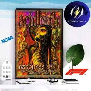 Acid Bath Screen Print Event Poster At Starland Ballroom Sayreville At New Jersey On March 7 2026 With Baroness And The Skull Home Decor Poster Canvas