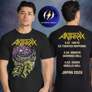 Anthrax Merch Japan Tour 2026 Brain Buster With Tour Dates Limited Two Sided Unisex T-Shirt