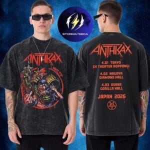 Anthrax Merch Japan Tour 2026 Drokk It With Tour Dates Limited Two Sided Washed T-Shirt