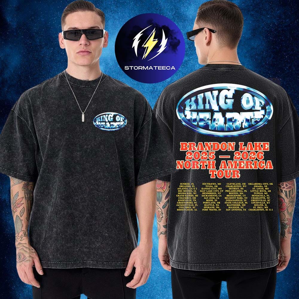 Brandon Lake Merch King Of Hearts Tour 2026 Tour Dates Two Sided Washed T-Shirt Brandon Lake Merch King Of Hearts Tour 2026 Tour Dates Two Sided Washed T-Shirt