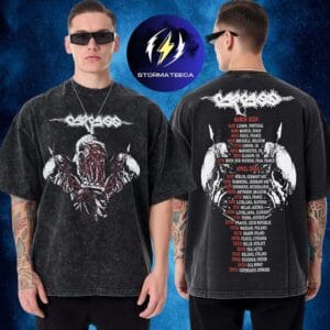 Carcass Merch Krushers Of The World Tour 2026 Tour Dates Two Sided Washed T-Shirt