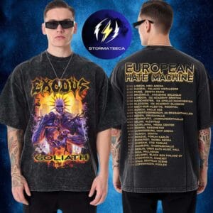 Exodus Merch Hate Machine European Tour 2026 Goliath Two Sided Washed T-Shirt