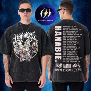 Hanabie Merch North America Tour 2026 Band Tour Harajuku Core Two Sided Washed T-Shirt