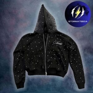 Khan Asadi Merch Rhinestone Black Zip Up Jacket Hoodie Shirt