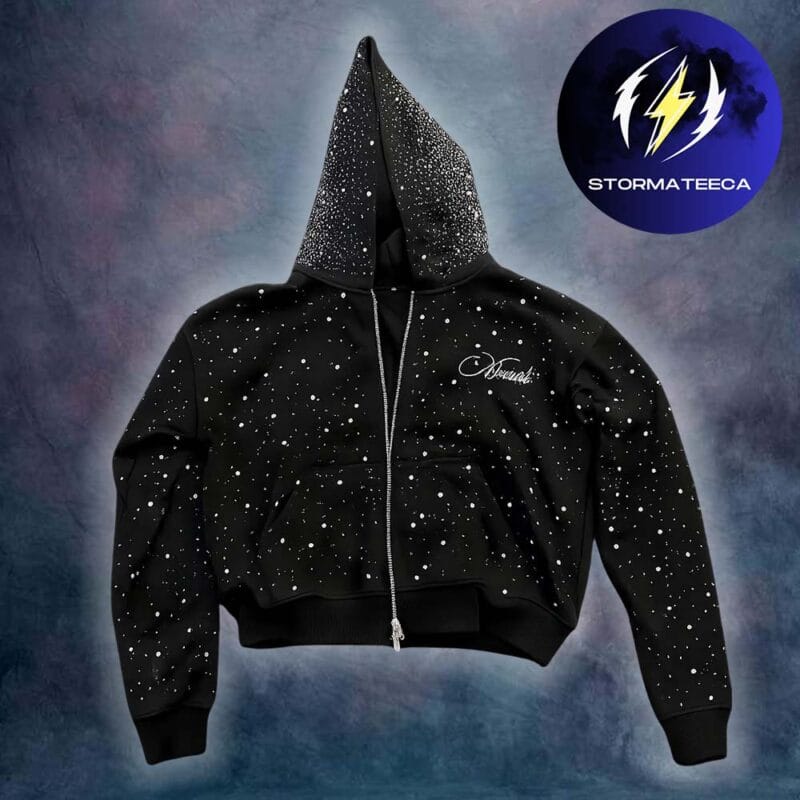 Khan Asadi Merch Rhinestone Black Zip Up Jacket Hoodie Shirt
