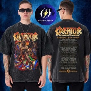 Kreator Merch Krushers Of The World Tour 2026 European Tour Flags Two Sided Washed T-Shirt