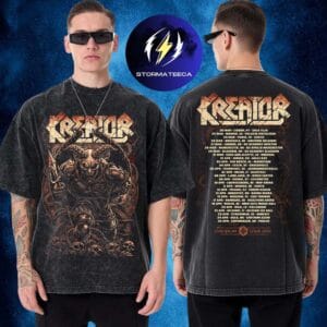 Kreator Merch Krushers Of The World Tour 2026 European Tour Skulls Two Washed Unisex T-Shirt