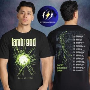 Lamb Of God Merch North America Tour 2026 Into Oblivion Burst Tour Dates Two Sided Unisex T-Shirt