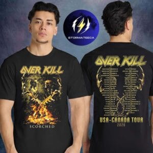 Overkill Thrash Of The Titans US Tour 2026 With Testament Pop Up Shop Scorched Two Sided Unisex T-Shirt