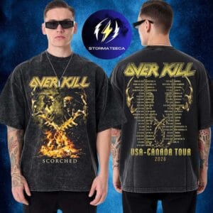 Overkill Thrash Of The Titans US Tour 2026 With Testament Pop Up Shop Scorched Two Sided Washed T-Shirt