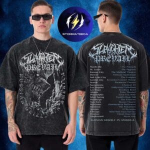 Slaughter To Prevail Merch North America 2026 Russian Grizzly In America Tour Dates Two Sided Washed T-Shirt