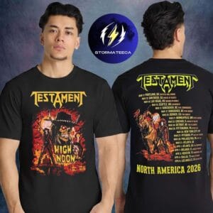 Testament Thrash Of The Titans North America Tour 2026 Pop Up Merch High Noon Havoc Tour Dates Two Sided Unisex T-Shirt