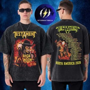 Testament Thrash Of The Titans North America Tour 2026 Pop Up Merch High Noon Havoc Tour Dates Two Sided Washed T-Shirt