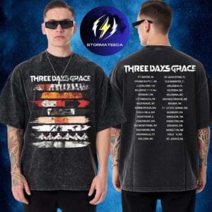 Three Days Grace Merch Tour 2026 Album Stripe Two Sided Washed T-Shirt