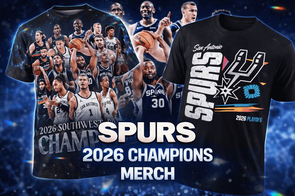 Spurs 2026 champions merchandise display