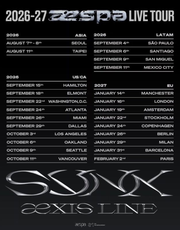 Aespa Live Tour 2026 2027 Schedule